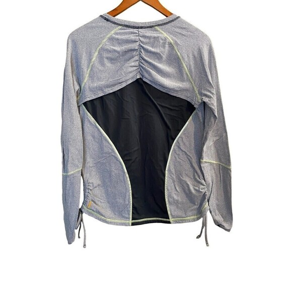 LUCY Womens Gray Blue Striped Long Sleeve Pullover Activewear T-Shirt Size Large - Picture 3 of 7